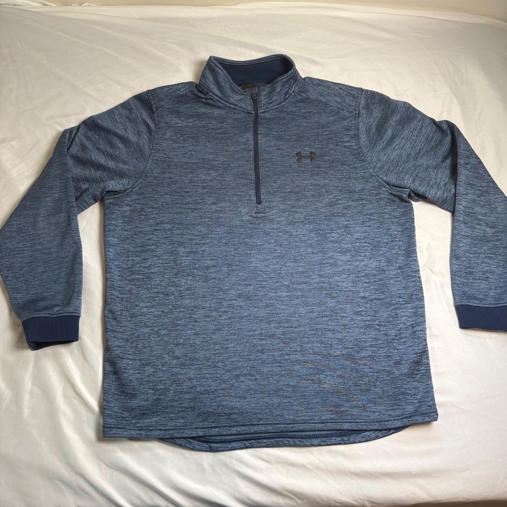 Under Armour Quarter Zip Pullover Mens XL Blue Excellent ColdGear Space Dye